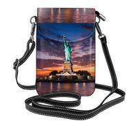 YYHHAOFA Statue of Liberty, USA Pattern Ladies' Mobile Phone with Leather Foreskin, Crossbody flip Cover, Small Adjustable Shoulder Strap