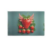YYHHAOFA Strawberry Wings Prints Placemats Set of 6 12x18in - Create Cozy Table Settings for Everyday Moments & Special Gatherings