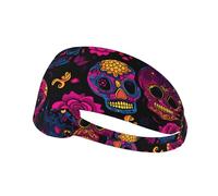 YYHHAOFA Sugar Skulls Pattern Sports Headband for Women Sweat Proof Bandeau Summer Elastic Band