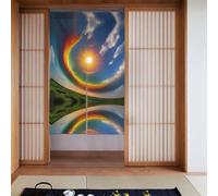 YYHHAOFA Sun High In The Sky Pattern Door curtain partition splicing privacy protection suitable for kitchen, bathroom, room 34x56in