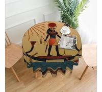 YYHHAOFA Sun Old Egyptian Timeless Grace Prints 60in Round Decorative Tablecloth - High-Grade Polyester Throw Cover for Dining, Parties, and Outdoor Events