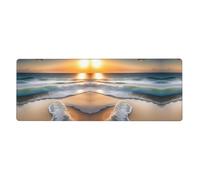 YYHHAOFA Sunset Over The Waves Printed Extra Large Mouse Pad, Computer Office Anti Slip Gaming Keyboard Thickened Version 12x31.5in
