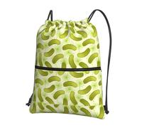 YYHHAOFA Sushi Dill Pickles Prints Drawstring Zipper Backpack - Durable, Lightweight Water-Resistant Gym Bag for Travel, Sports & Everyday Carry