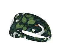 YYHHAOFA swan Green Leaves Pattern Sports Headband for Women Sweat Proof Bandeau Summer Elastic Band