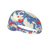 YYHHAOFA swan Heart Pattern Sports Headband for Women Sweat Proof Bandeau Summer Elastic Band