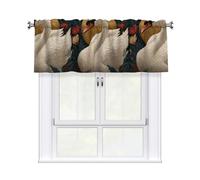 YYHHAOFA Swan in a flower bed Pattern curtain with short pole, 54x18in for kitchen, bathroom, laundry room, and studio windows, featuring a light filtering