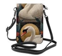 YYHHAOFA Swan In A Flower Bed Pattern Small Leather Women'S Crossbody Flip Phone Bag, Waterproof And Durable