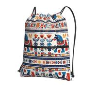 YYHHAOFA Swedish Dala Horse Folk Prints Drawstring Zipper Backpack - Lightweight Water-Resistant Gym Duffel Bag with Pocket for Travel Sports Yoga