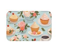 YYHHAOFA Sweet Afternoon Tea Pattern Crystal Velvet Lock Edge Floor mat, Bedroom Carpet, Parlor, Dormitory Home Decoration