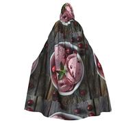 YYHHAOFA Sweet cranberry ice cream Prints Halloween Adult Hooded Cloak for Party Decoration Cosplay Costumes Stage Masquerade