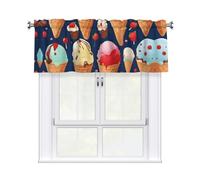 YYHHAOFA Sweet Ice Cream Pattern curtain with short pole, 54x18in for kitchen, bathroom, laundry room, and studio windows, featuring a light filtering