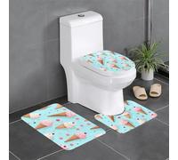 YYHHAOFA Sweet ice Cream Pattern Three Piece Set of Bathroom Floor mats, Bathroom Shower mats, Anti Slip Quick Drying
