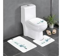 YYHHAOFA Swimming polar bear Printed Anti slip floor mat three piece set bathroom carpet anti slip durable