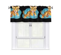 YYHHAOFA Swimming Tiger cub Printed Short Curtains with Valance Rod 54x18in - Curtain Valance Kitchen Bathroom Laundry Room Studio - Home Decor