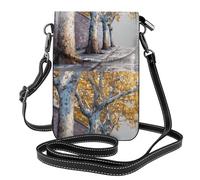 YYHHAOFA Sycamore Trees On The Street Pattern Small Leather Women'S Crossbody Flip Phone Bag, Waterproof And Durable