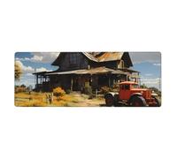 Yyhhaofa Texas Farm Tractor Printed Extra Large Mouse Pad, Computer Office Anti Slip Gaming Keyboard Thickened Version 12x31.5in
