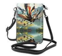 YYHHAOFA The Birds Are Dancing. Pattern Small Leather Women'S Crossbody Flip Phone Bag, Waterproof And Durable