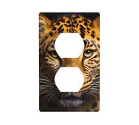YYHHAOFA The deep-Eyed Leopard Printed Double Socket Wall Panel Decorative is Durable and Suitable for Socket Light Switch Accessories 4.5x2.76in