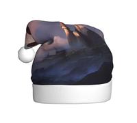 YYHHAOFA The dragon on the castle Printed Christmas Hat for Adult Soft and Fluffy Brim, Lightweight Comfort