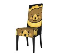 YYHHAOFA The little bear in the gold powder Printed dining chair cover is easy to disassemble and made of high resilience fabric that is wear-resistant