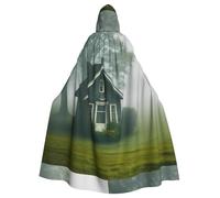 YYHHAOFA The Little House in the Fog Printed Halloween Adult Hooded Cloak is a super large, comfortable, and durable cloak