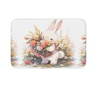 YYHHAOFA The Little White Rabbit Sends Flowers Printed Anti Slip and Thickened Floor mat Suitable for bathrooms, bedrooms, Washable Carpet Floor mats 16X24 in