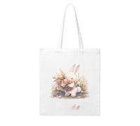 YYHHAOFA The little white rabbit sends flowers Prints Woman Canvas Tote Bag Strong and durable for traveling, shopping, Daily One Size