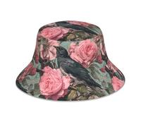 YYHHAOFA The Raven in The Rose Picture Reflective Bucket Hat Men's and Women's Casual Outdoor