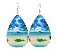 YYHHAOFA The Sea Prints Drip Leather Earrings - Elegant Faux Leather Drops for Festive & Everyday Style