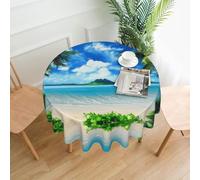 YYHHAOFA The Sea Prints Round Decorative Tablecloth 60in - High-Grade Polyester Throw for Dining Tables, Parties, & Outdoor Events