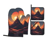 YYHHAOFA The Shining Sun Prints Kitchen Covers: Waterproof Oven Layers for Easy Cooking & Cleanup - 4 Piece Heat Shield Set