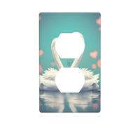 YYHHAOFA The swan in Love Printed Double Socket Wall Panel Decorative is Durable and Suitable for Socket Light Switch Accessories 4.5x2.76in
