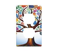 YYHHAOFA The Tree of Life Printed Double Socket Wall Panel Decorative is Durable and Suitable for Socket Light Switch Accessories 4.5x2.76in