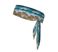 YYHHAOFA The waves on the beach Printed Sports headscarf, sweat absorbing and breathable, motion headband, double-sided kerchief