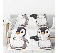YYHHAOFA Thickened Flannel Blanket Throw 80x60in : Light Weight, Warm And Durable Soft And Easy To Care For Cartoon Penguin Prints