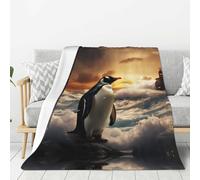 YYHHAOFA Thickened Flannel Blanket Throw 80x60in : Light Weight, Warm And Durable Soft And Easy To Care For Penguin Sea Prints