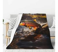 YYHHAOFA Thickened Flannel Blanket Throw 80x60in : Light Weight, Warm And Durable Soft And Easy To Care For Brook Trout Fly Fishing Prints