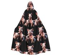 YYHHAOFA Three Cute Little Pigs Pattern Halloween Adult Hooded Cape Men'S And Women'S Clothing Mantle Role-Playing