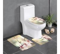 YYHHAOFA Three-piece floor mat set An orchid. Pattern water-absorbent and non-slip for bathrooms toilets and kitchens
