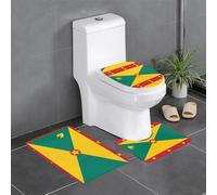 YYHHAOFA Three-piece floor mat set Flag of Grenada Pattern water-absorbent and non-slip for bathrooms toilets and kitchens