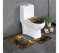 YYHHAOFA Three-piece floor mat set harvest turkey Pattern water-absorbent and non-slip for bathrooms toilets and kitchens