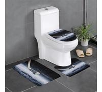 YYHHAOFA Three-piece floor mat set Hockey Stick Pattern water-absorbent and non-slip for bathrooms toilets and kitchens