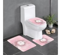 YYHHAOFA Three-piece floor mat set Pink Christmas Ball Pattern water-absorbent and non-slip for bathrooms toilets and kitchens