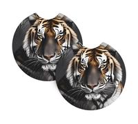 YYHHAOFA Tiger at rest Prints Car Cup Coasters 2-Pack - Engineered Neoprene Layers: Extreme Temp & Spill Protection