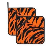 YYHHAOFA Tiger Stripes Orange Prints Square Insulated Pot Holder Set of 2 8x8 in for Kitchen lids, Microwave ovens, Outdoor barbecues