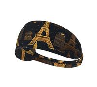 YYHHAOFA Tower Paris Pattern Sports Headband for Women Sweat Proof Bandeau Summer Elastic Band