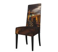 YYHHAOFA Tractor in the field Printed dining chair cover is easy to disassemble and made of high resilience fabric that is wear-resistant