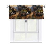 YYHHAOFA Transport Truck on The Farm Printed Short Curtains with Valance Rod 54x18in - Curtain Valance Kitchen Bathroom Laundry Room Studio - Home Decor