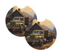 YYHHAOFA Transport Truck on The Farm Prints Car Coasters 2 Pack - Durable, Waterproof, and Stylish Cup Holder Protection