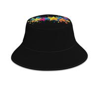 YYHHAOFA Trendy Five-Pointed Star Picture Reflective Bucket Hat Men's and Women's Casual Outdoor Black